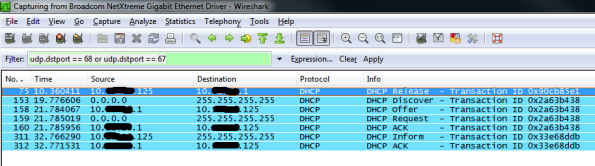 DHCP renewal followed by DHCP Inform & Ack